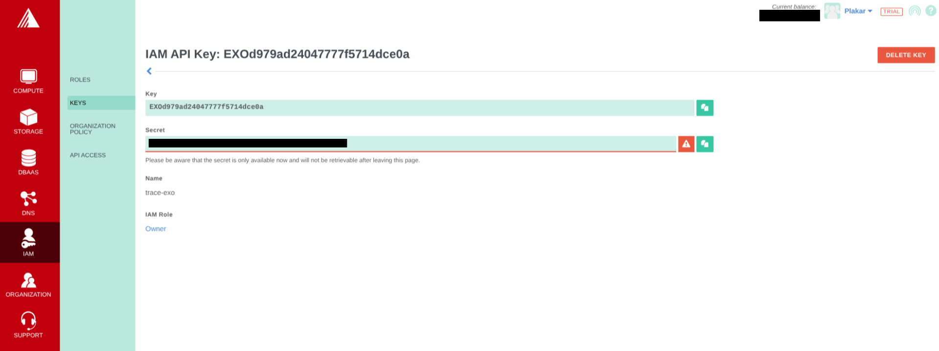 Create IAM API Key